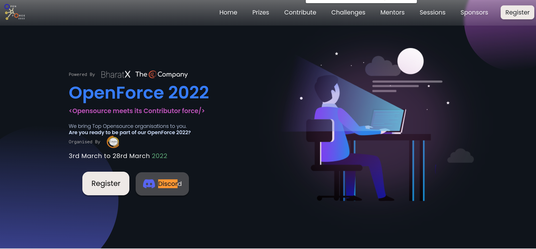 Screenshot of the OpenForce 2022 webpage
