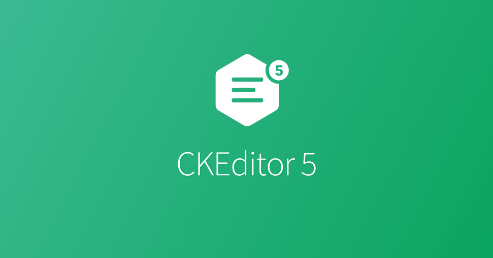 CKEditor 5 logo on a green background