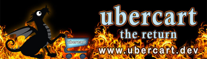 Ubercart logo with image of drop the dragon, the Backdrop CMS mascot.