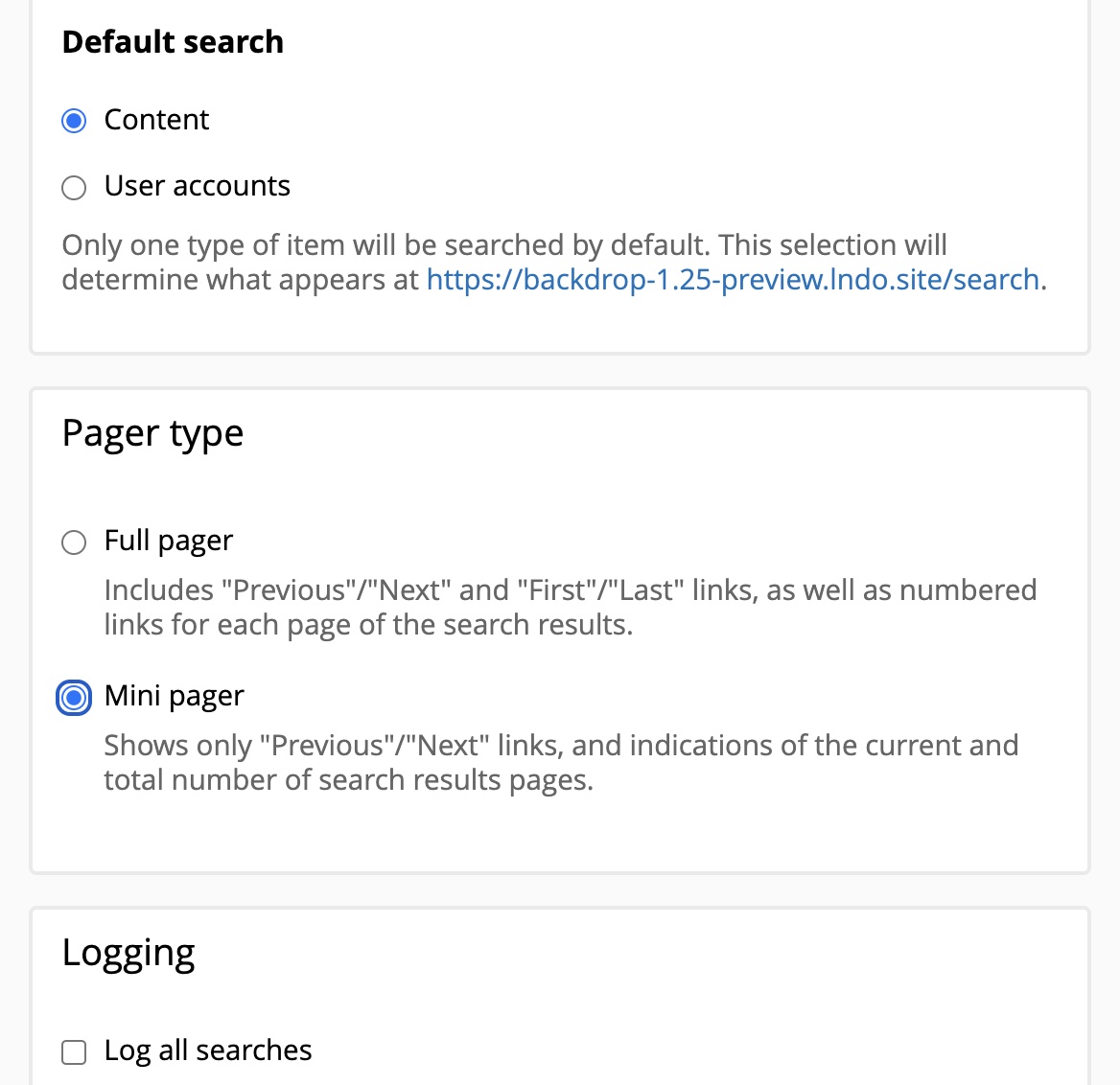 Mini Pager option for search resultrs
