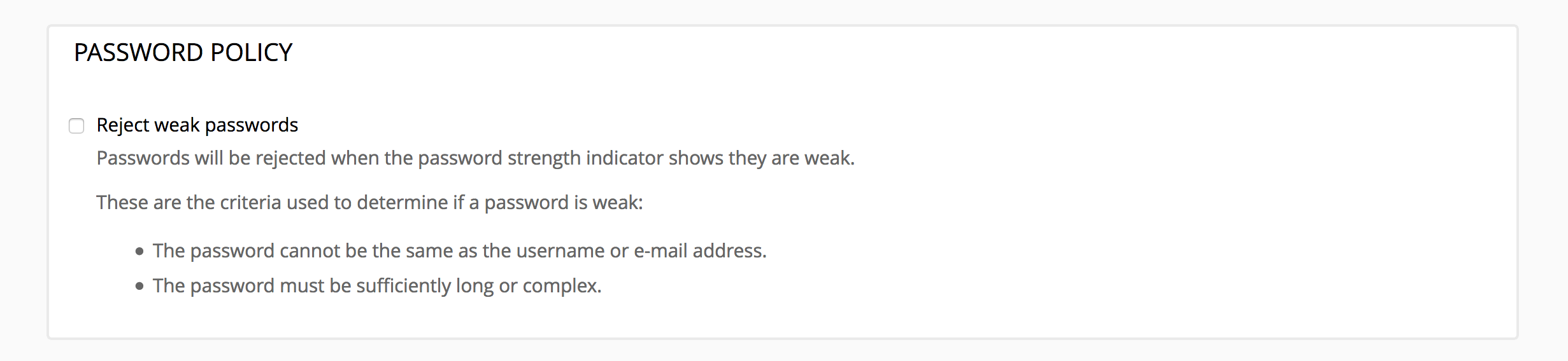 A new option to reject weak passwords