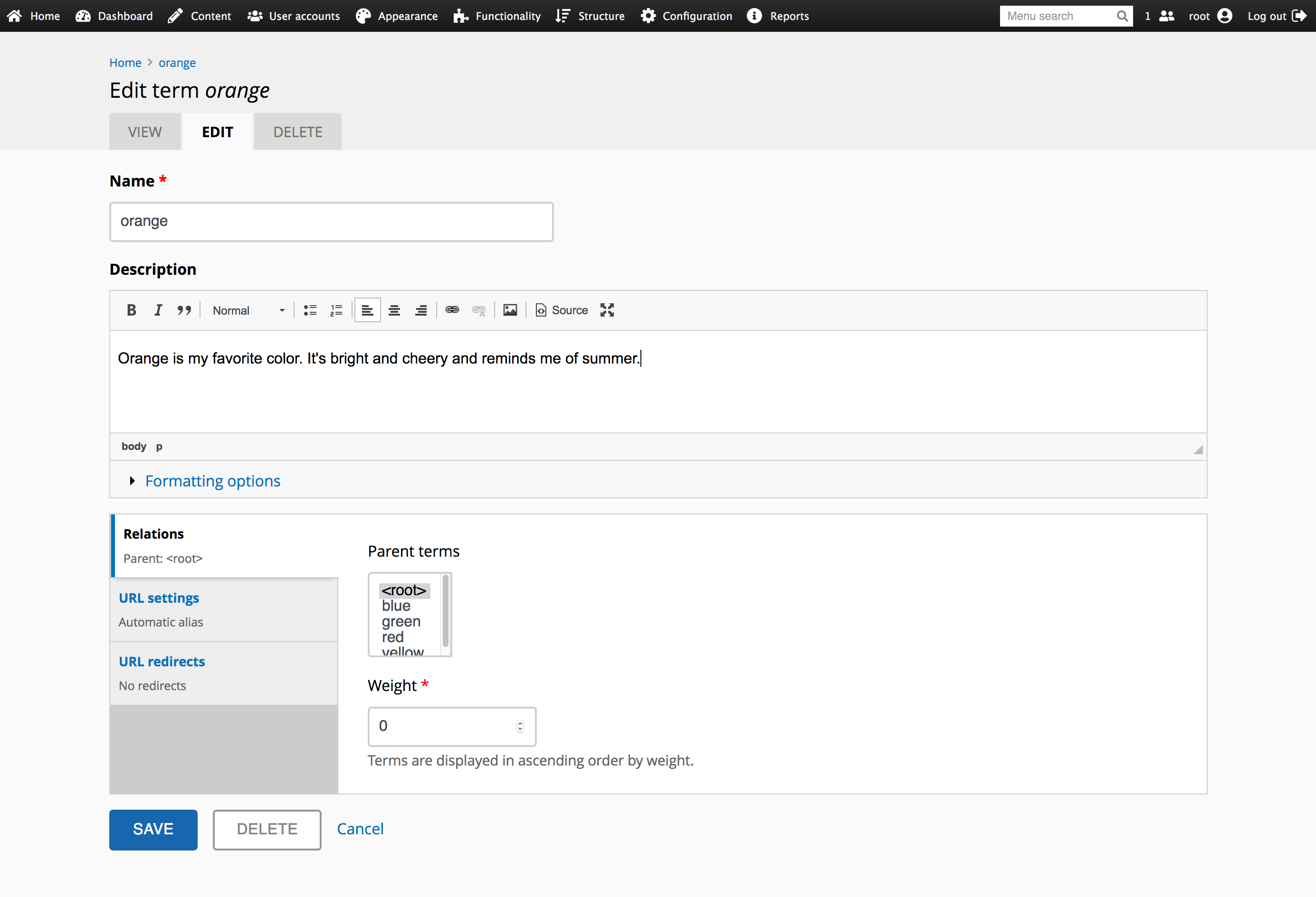 Vertical tabs for taxonomy terms