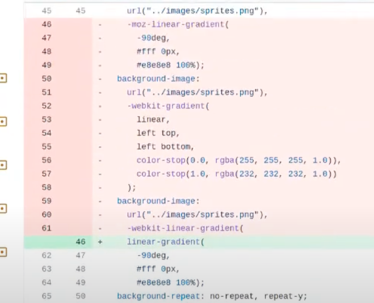 Screenshot showing removed vendor prefixed