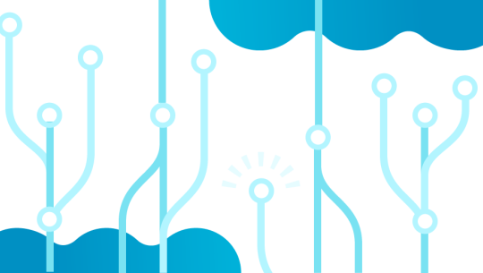 An abstract graphic representing Git commits and branches.