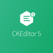 CKEditor 5 logo on a green background