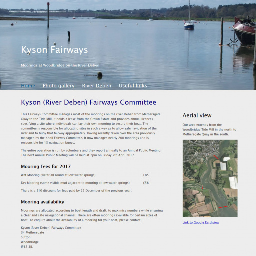 Kyson Fairways website home page.