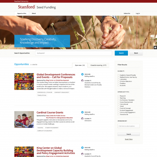Screenshot of homepage for SeedFunding website.