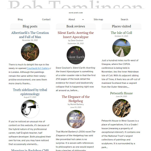 Rob Tomlinson - desktop home page screenshot
